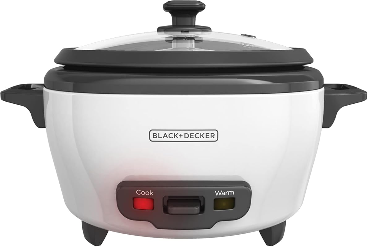BLACK+DECKER 6-Cup Rice Cooker with Steaming Basket and Removable Non-