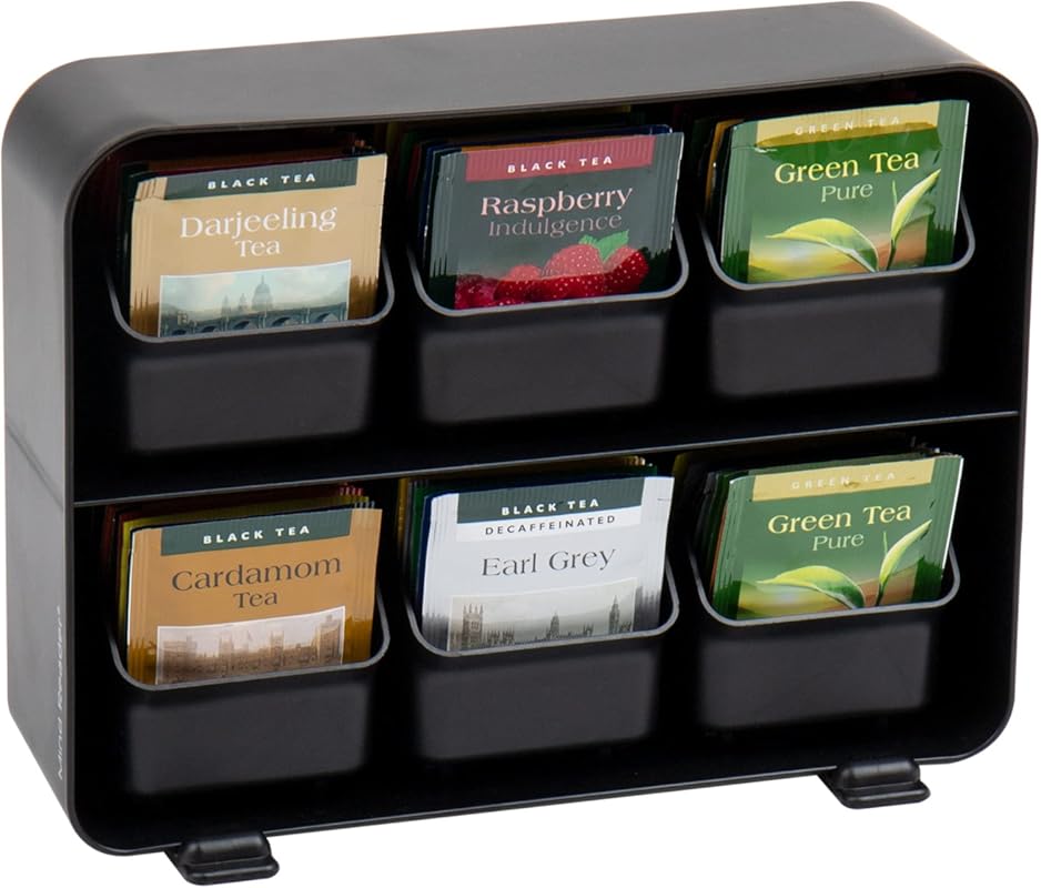 Mind Reader Black Plastic Tea Bag Organizer – Countertop Tea Station S