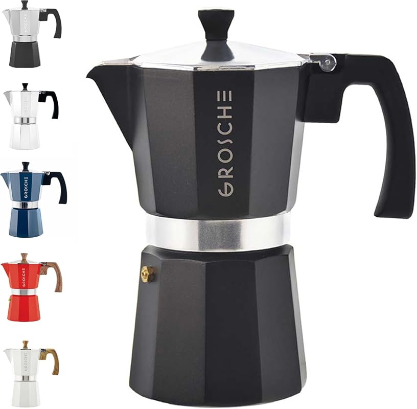 GROSCHE Milano Stovetop Espresso Maker Moka Pot, 6-Cup Italian & Cuban