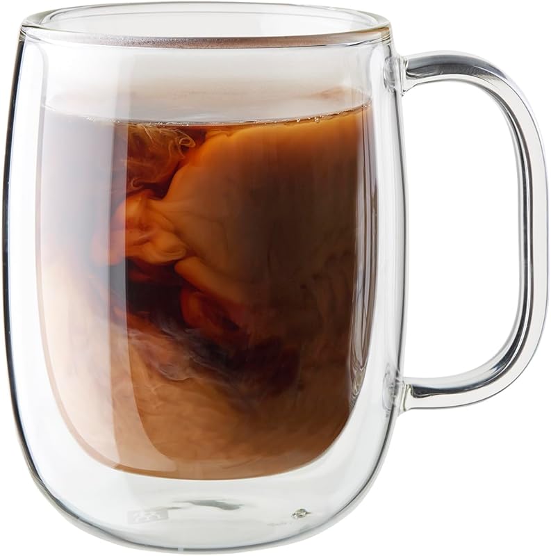 ZWILLING Sorrento Plus Double-Wall Glass Coffee Mug Set, 12-oz Clear I