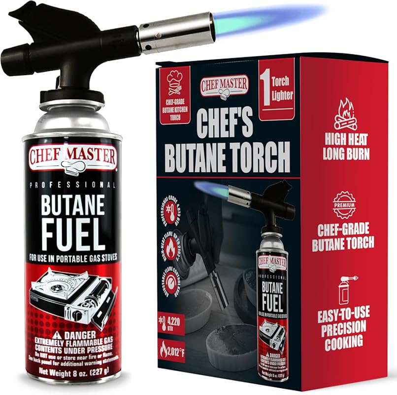 Chef Master 90014 Refillable Butane Kitchen Torch, Adjustable Flame fo