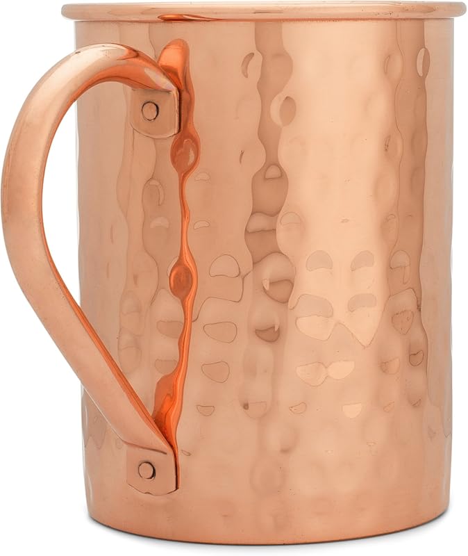 Copper Mules PURE RAW Copper Mug, 16oz, Hand Hammered Finish, Ayurvedi
