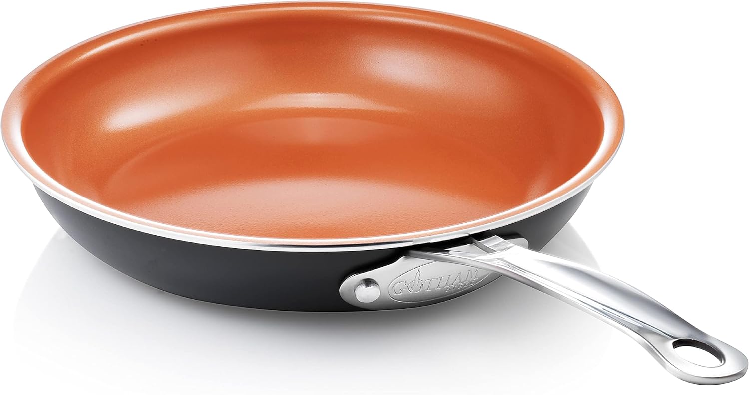 Gotham Steel 9.5 Inch Copper Ceramic Nonstick Frying Pan, Toxin-Free S