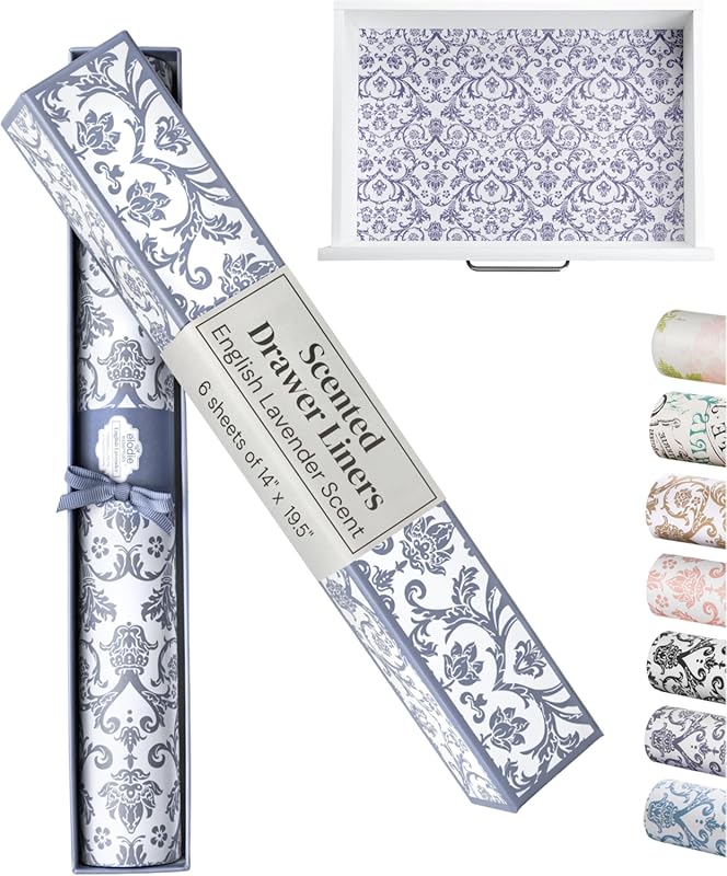 English Lavender Royal Damask Scented Drawer Liners, 14