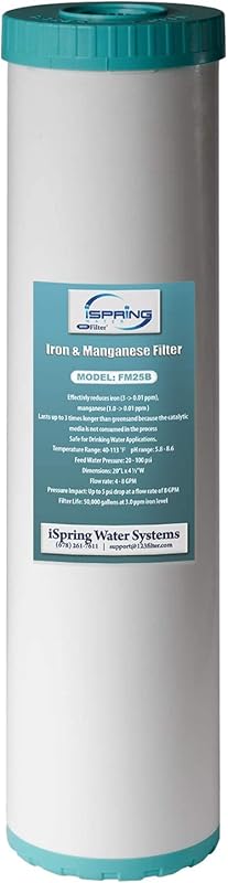 iSpring FM25B Whole House Water Filter Cartridge, Iron & Manganese Red