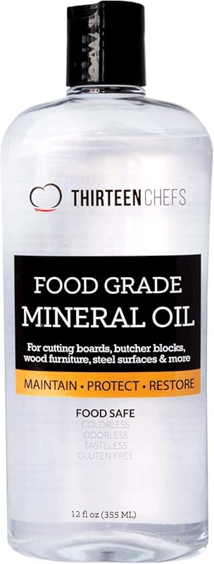 Thirteen Chefs Food Grade Mineral Oil, 12oz Conditioner for Cutting Bo