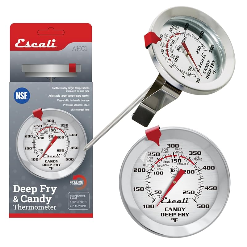 Escali AHC1 Stainless Steel Candy & Deep Fry Thermometer with Pot Clip