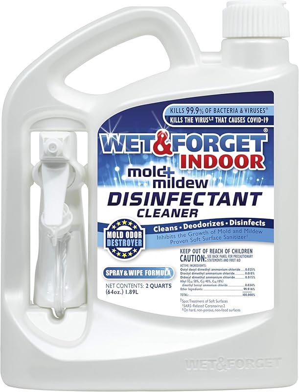 Wet & Forget Indoor Mold & Mildew Cleaner (64oz) – All-Purpose Disinfe
