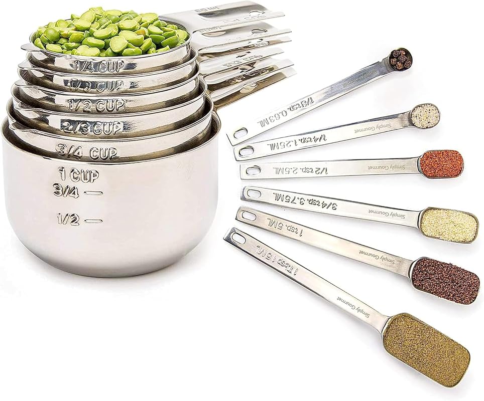 Simply Gourmet 12-Piece 18/10 Stainless Steel Measuring Cups & Spoons 