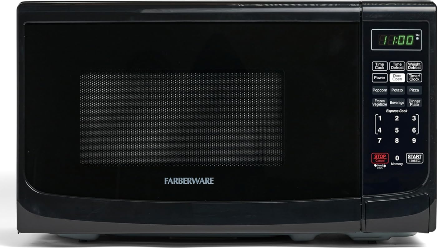 Farberware Black 0.7 Cu. Ft. 700W Countertop Microwave Oven, Auto Cook