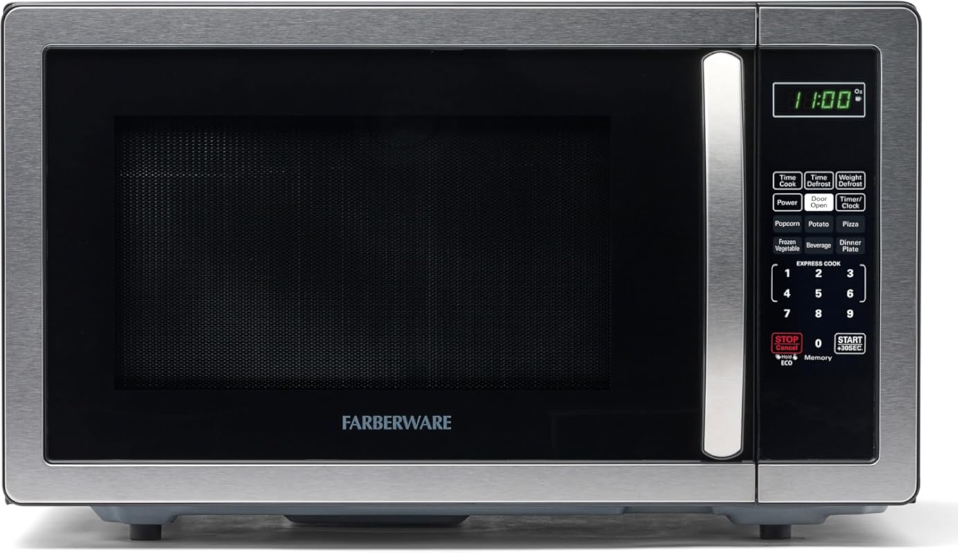 Farberware 1.1 Cu. Ft. Countertop Microwave Oven, 1000W, Auto Cook, De