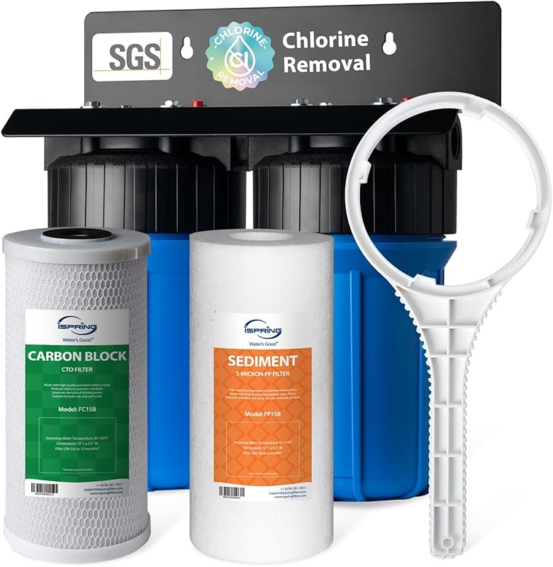 iSpring WGB21B 2-Stage 10x4.5 Whole House Water Filtration System with
