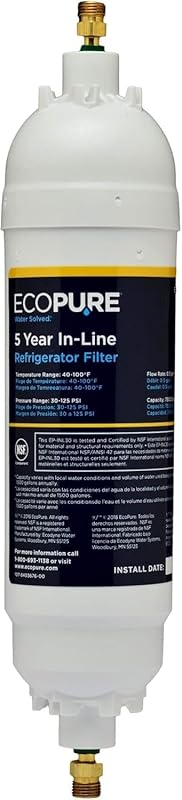 EcoPure EPINL30 5-Year In-Line Refrigerator Water Filter – Universal F