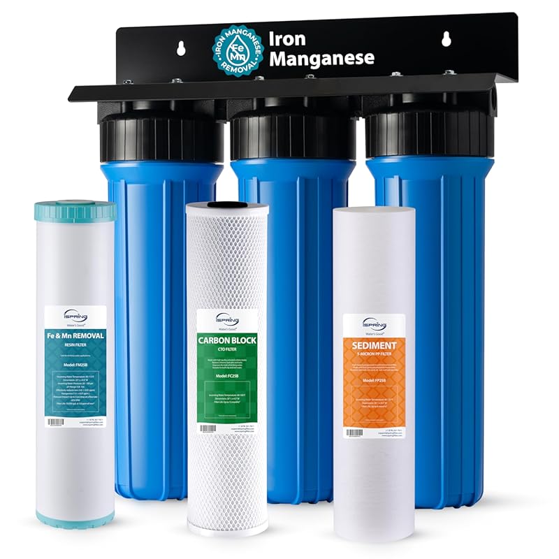 iSpring WGB32BM 3-Stage Whole House Water Filter System, Reduces Iron,