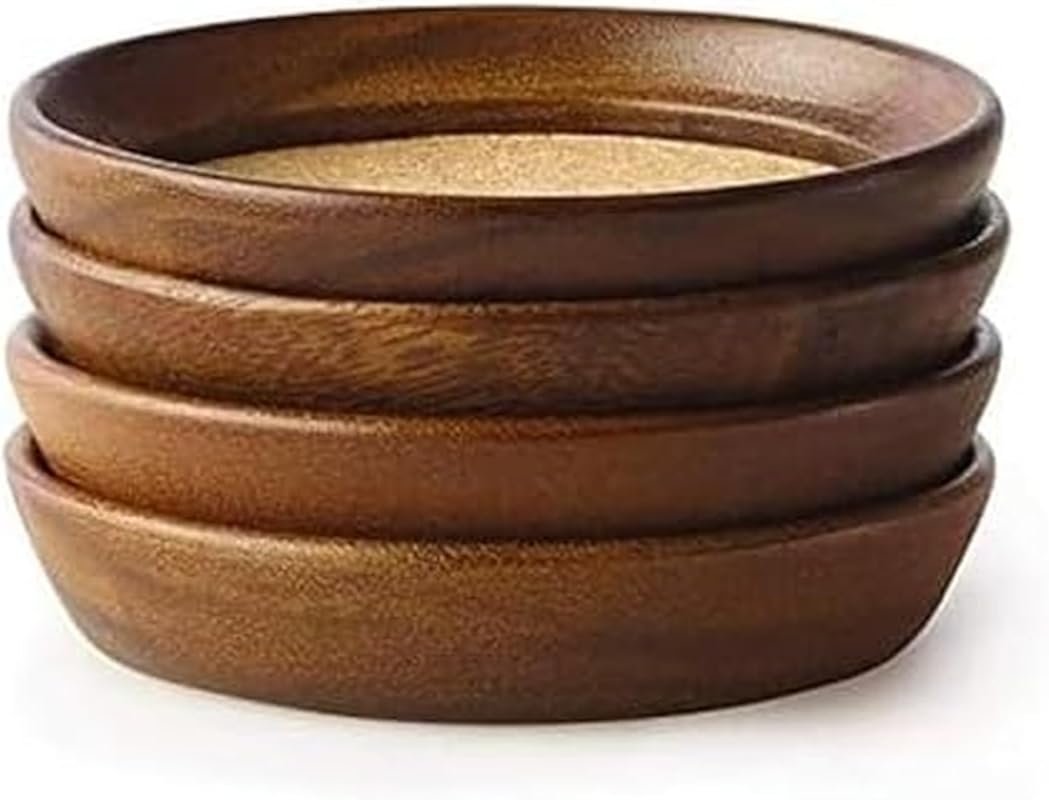 Kamenstein 4 Pcs Natural Acacia Wood and Cork Stackable Coasters for D