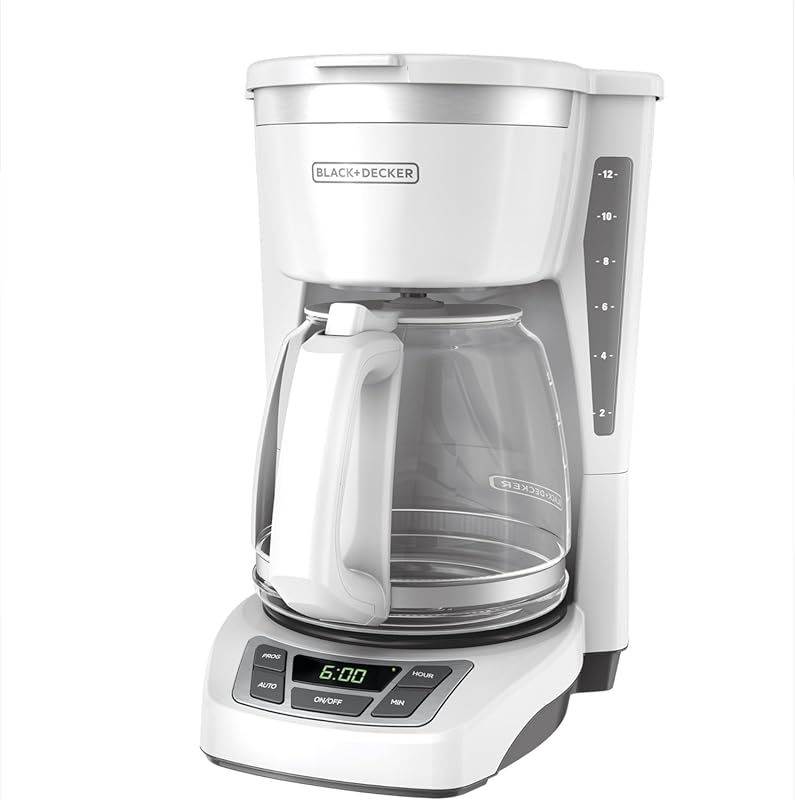 BLACK+DECKER CM1160W-1 Programmable 12-Cup Coffeemaker, White and Stai