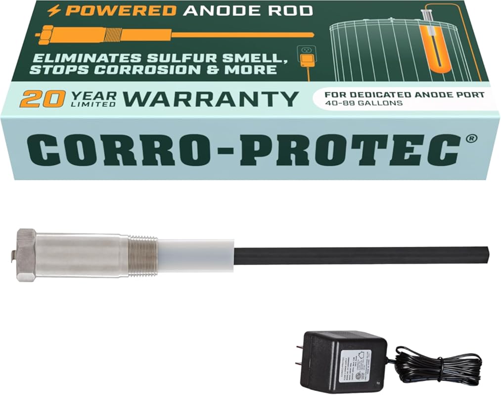 Corro-Protec Powered Titanium Anode Rod for Water Heater: Eliminates S