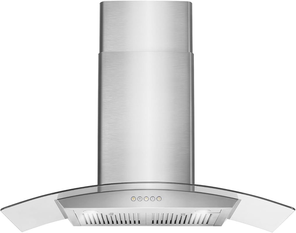 COSMO COS-668A900 36" Wall Mount Range Hood, 380 CFM, Ducted, Button C