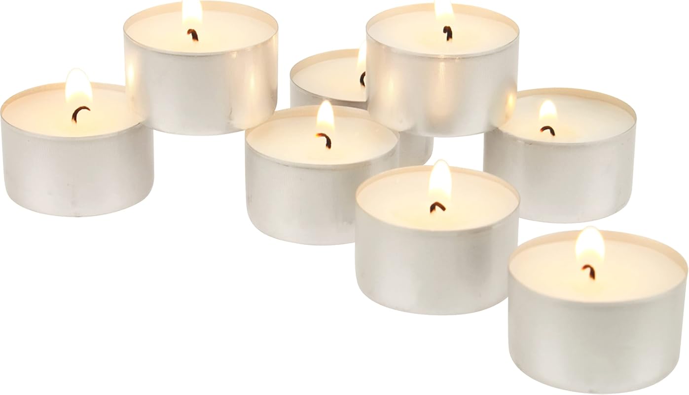 Stonebriar 100 Pack Unscented White Tea Light Candles, 8 Hour Extended