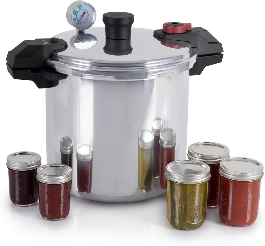 T-fal 22-Quart Aluminum Pressure Canner with 3 PSI Settings & Canning 