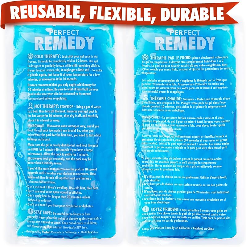 Perfect Remedy Reusable Gel Hot & Cold Packs for Injury Relief – Soft,
