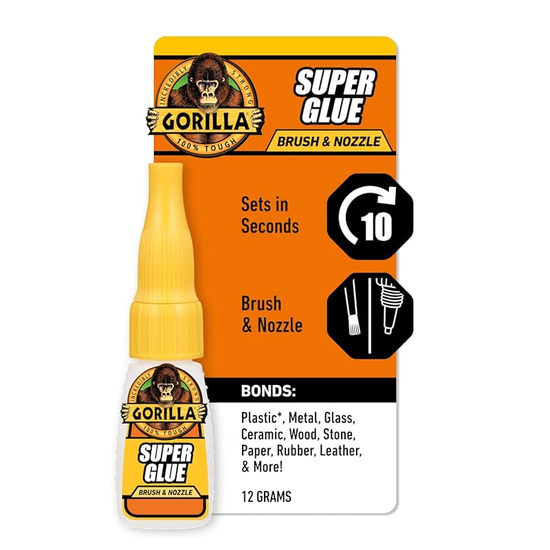 Gorilla Super Glue, Clear, Fast-Setting, All-Purpose with Brush & Nozz