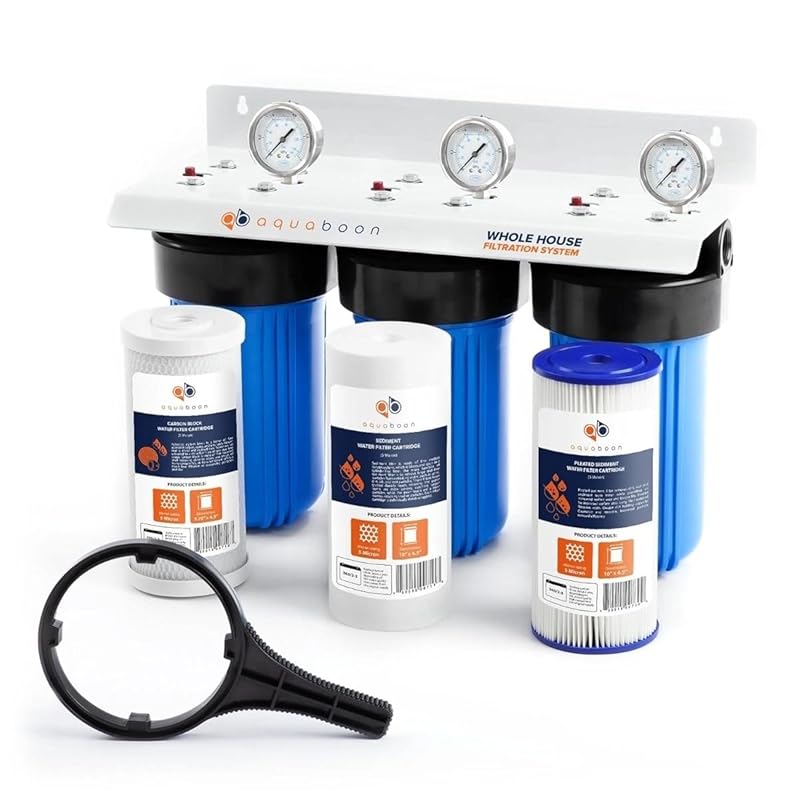 Aquaboon 3-Stage Whole House Water Filter System with Pleated Sediment