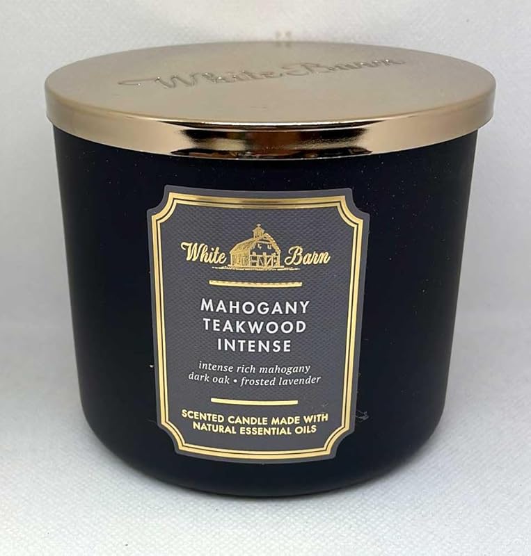Bath & Body Works White Barn 3-Wick Scented Candle: Mahogany Teakwood 