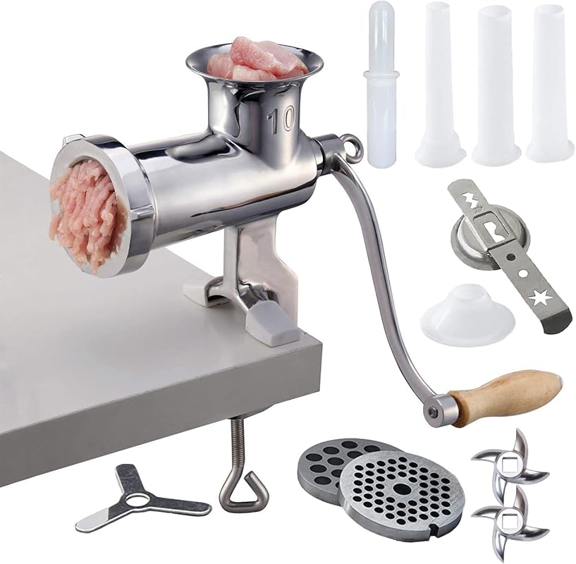 CAM2 #10 Manual Meat Grinder, Heavy Duty 304 Stainless Steel Hand Minc