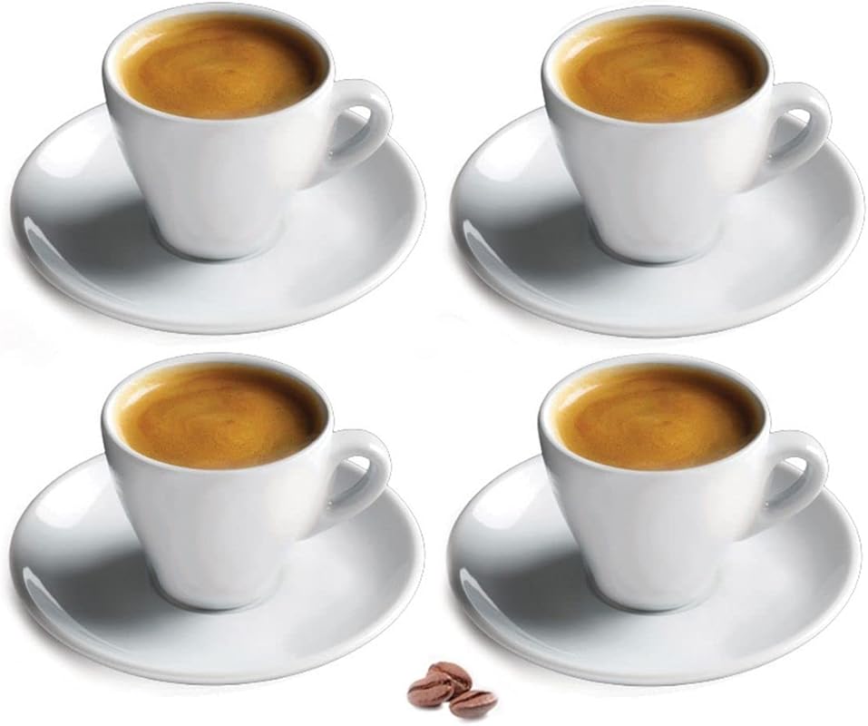 Cusinox White Porcelain Espresso Cup Sets, 2 oz Demitasse Mugs for Esp