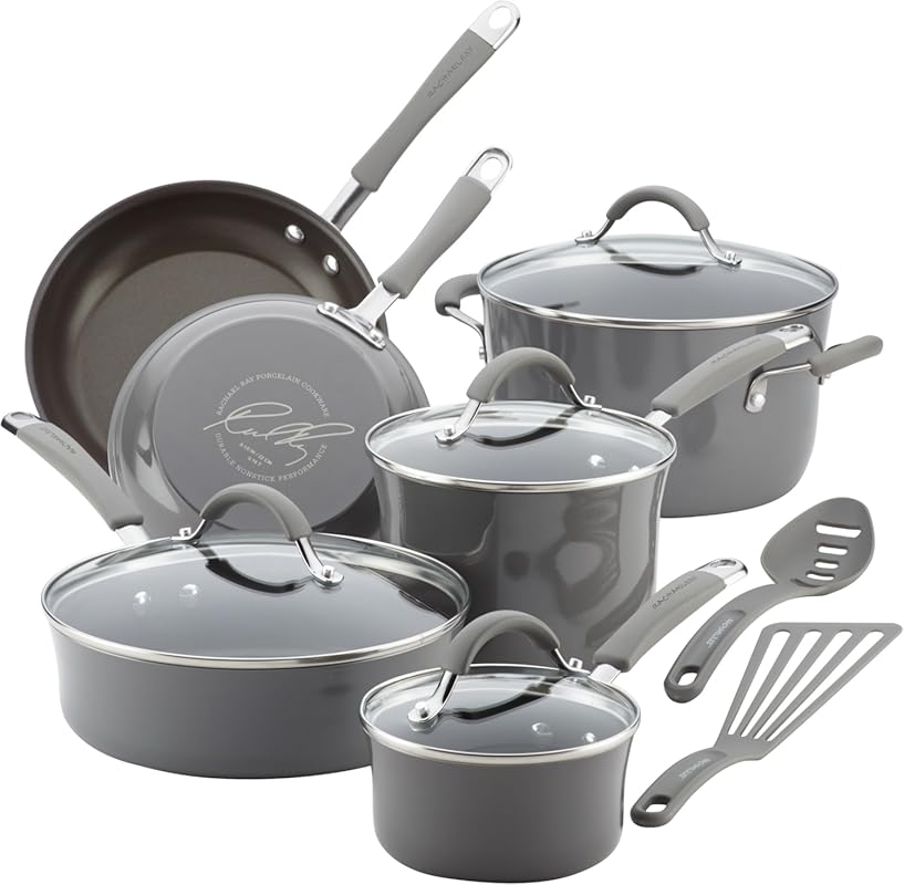 Rachael Ray Cucina 16802 Nonstick Cookware Set, 12-Piece Pots & Pans i