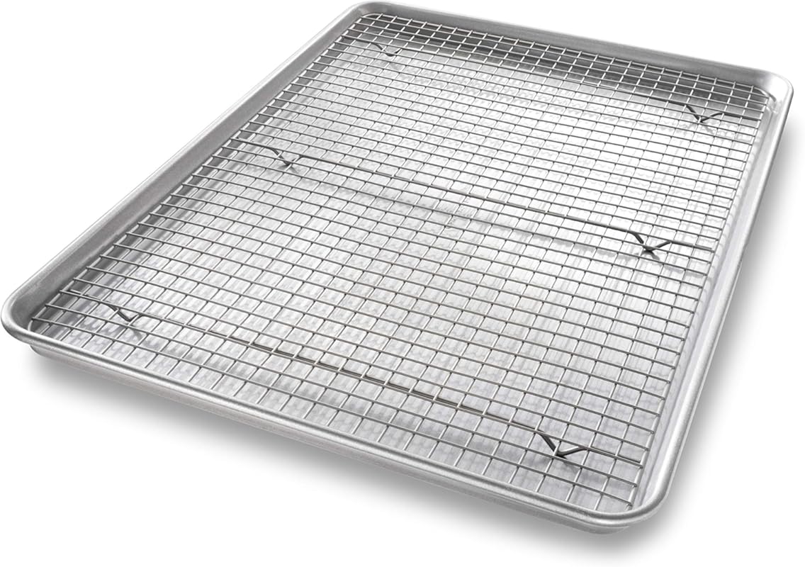 USA Pan 1607CR Bakeware XL Sheet Baking Pan & Nonstick Cooling Rack Se