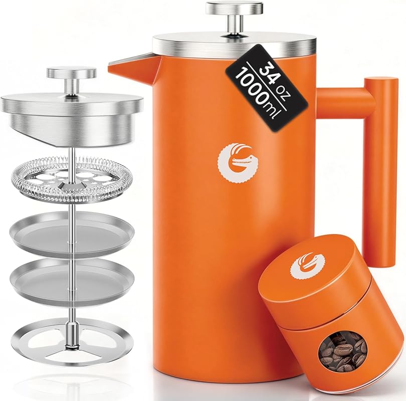 Coffee Gator 34oz Double Insulated Stainless Steel French Press Coffee