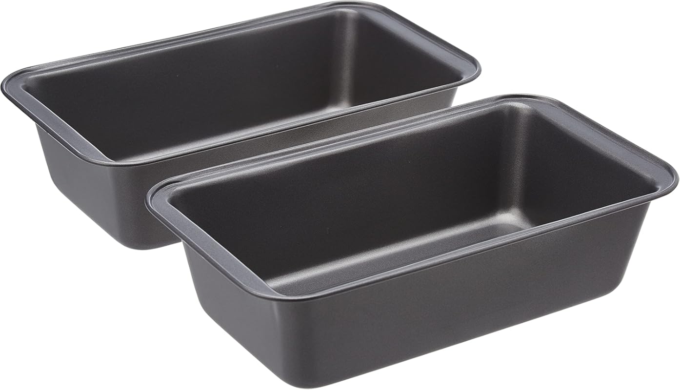 Amazon Basics 9.5x5 Inch Nonstick Rectangular Loaf Pan, Gray 2-Pack, f
