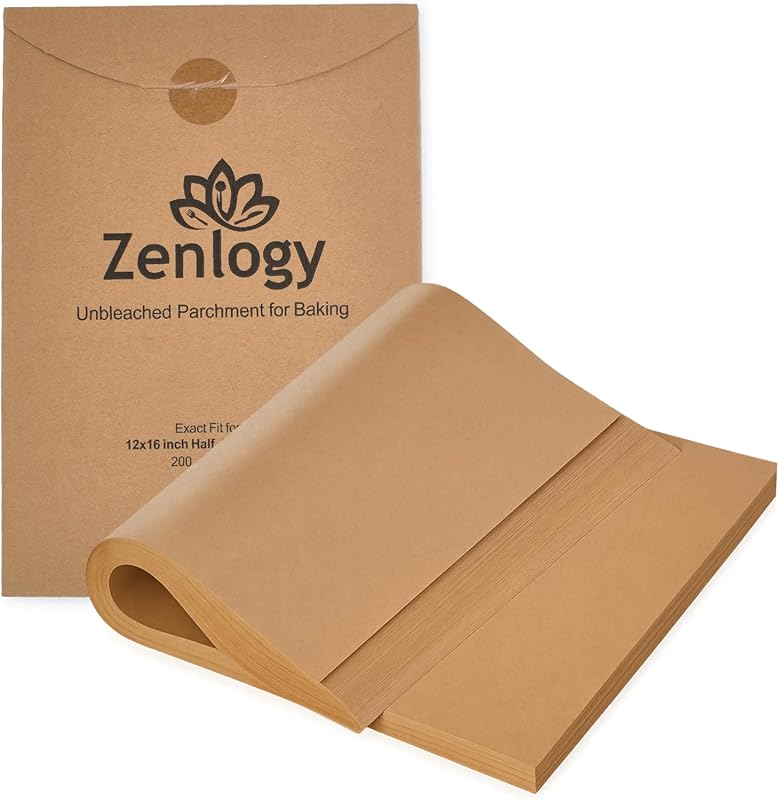 200 Unbleached Parchment Paper Sheets 12x16, Chlorine-Free, High Heat,