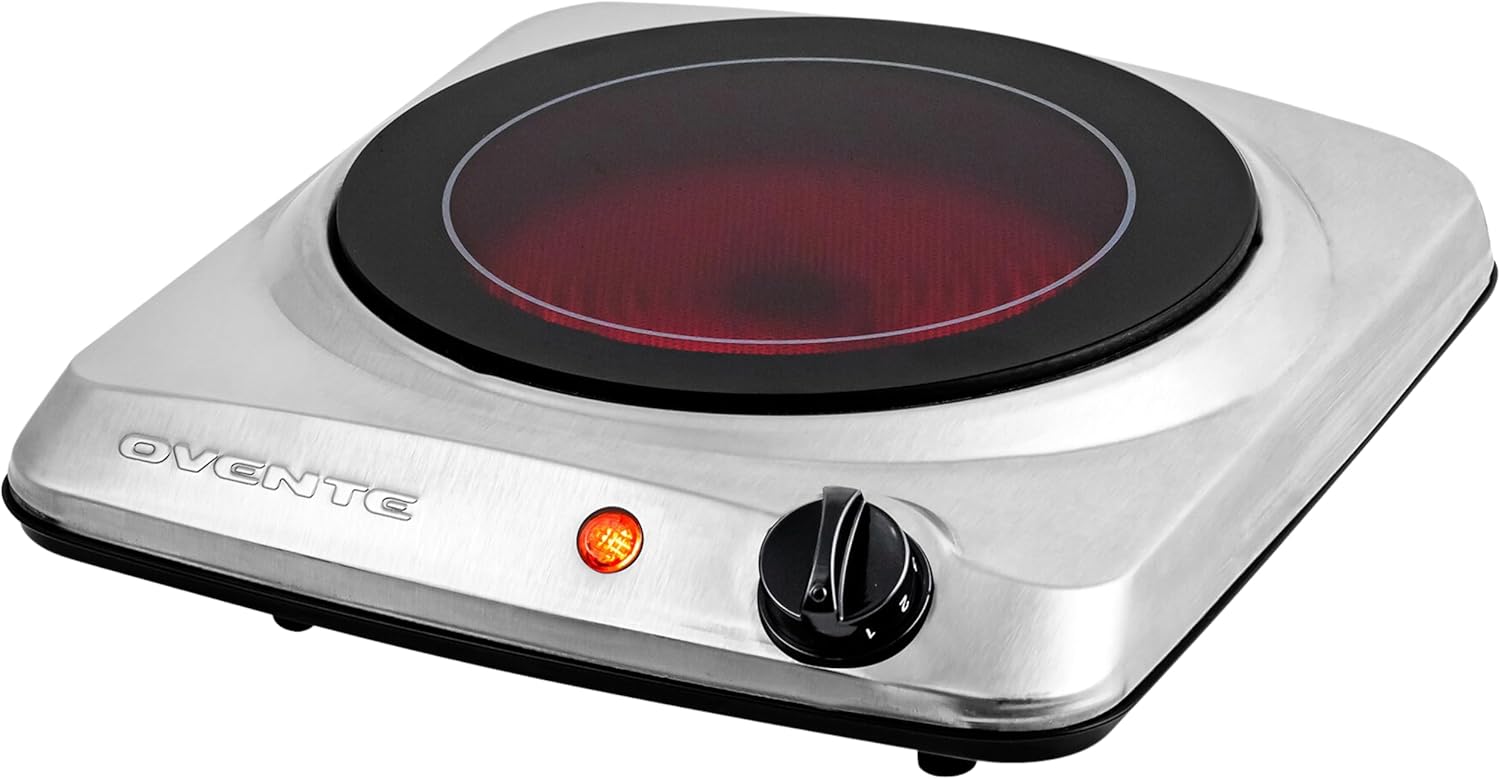 OVENTE BGI101S Countertop Infrared Single Burner, 1000W Electric Hot P