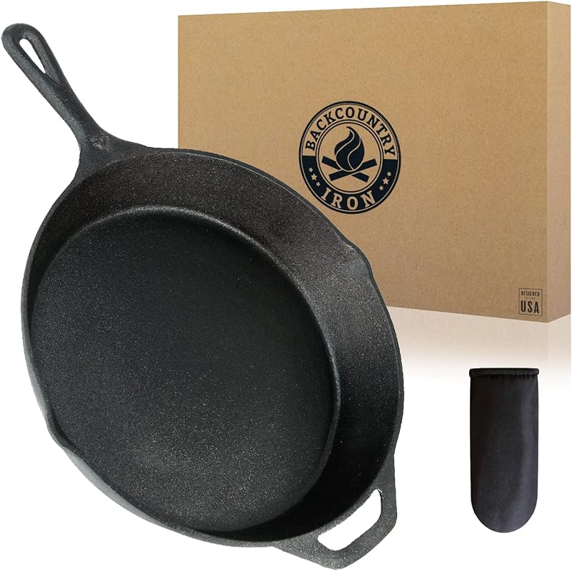 Large 12-Inch Round Pre-Seasoned Cast Iron Skillet for Cooking, Frying