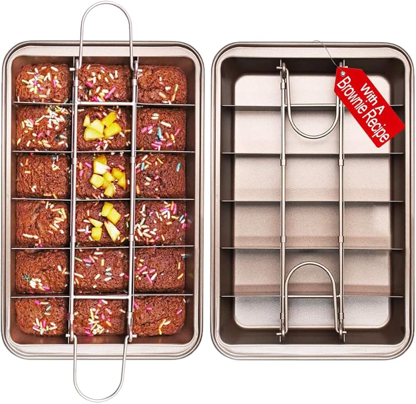 Nonstick Brownie Pan with Dividers, High Carbon Steel Baking Tray Make