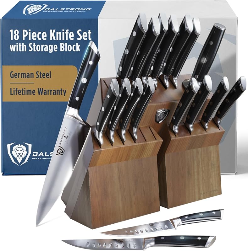 Dalstrong Gladiator 18-Piece Kitchen Knife Set with Block, High Carbon