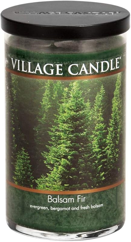 Village Candle Balsam Fir Scented Candle, Large Tumbler Glass Jar, Eve