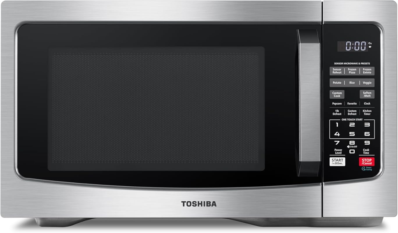 TOSHIBA EM131A5C-SS Countertop Microwave, 1.2 Cu Ft, 1000W, Smart Humi