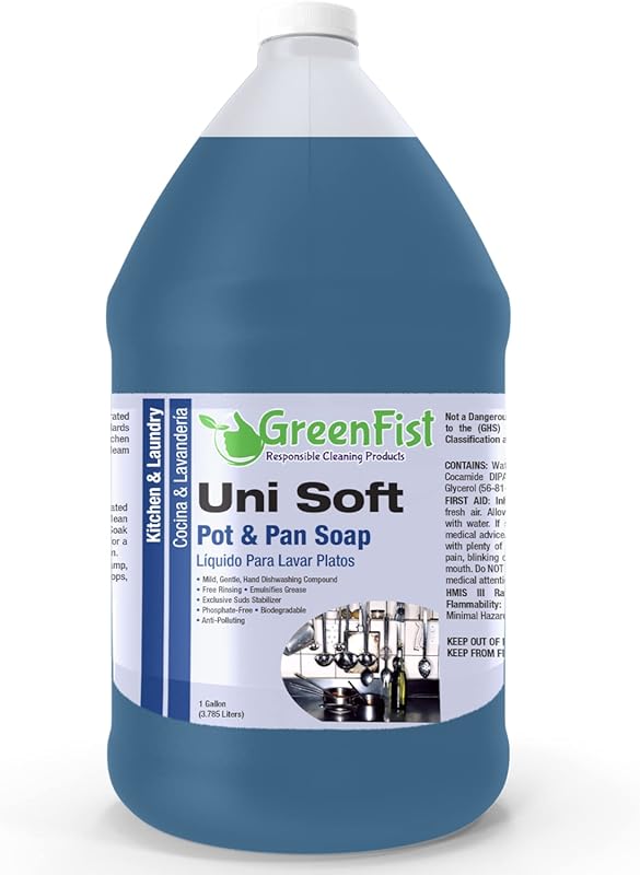 GreenFist Professional Dish Soap Liquid Detergent, Pot & Pan Wash, Blu