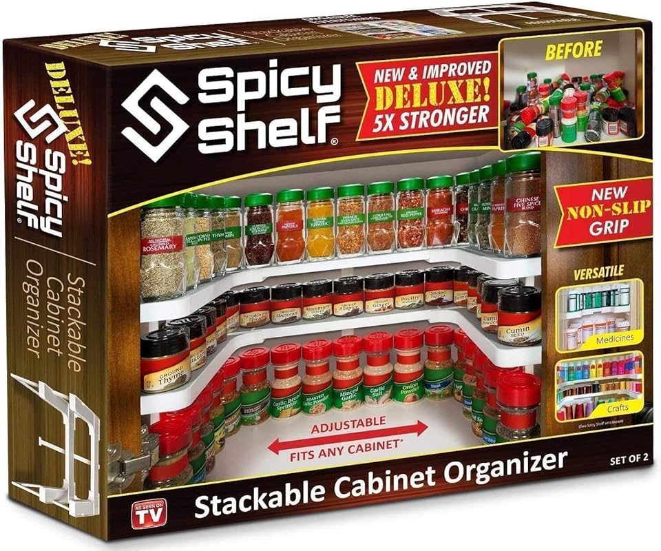 Spicy Shelf Deluxe Expandable & Stackable Spice Rack Organizer for Cab