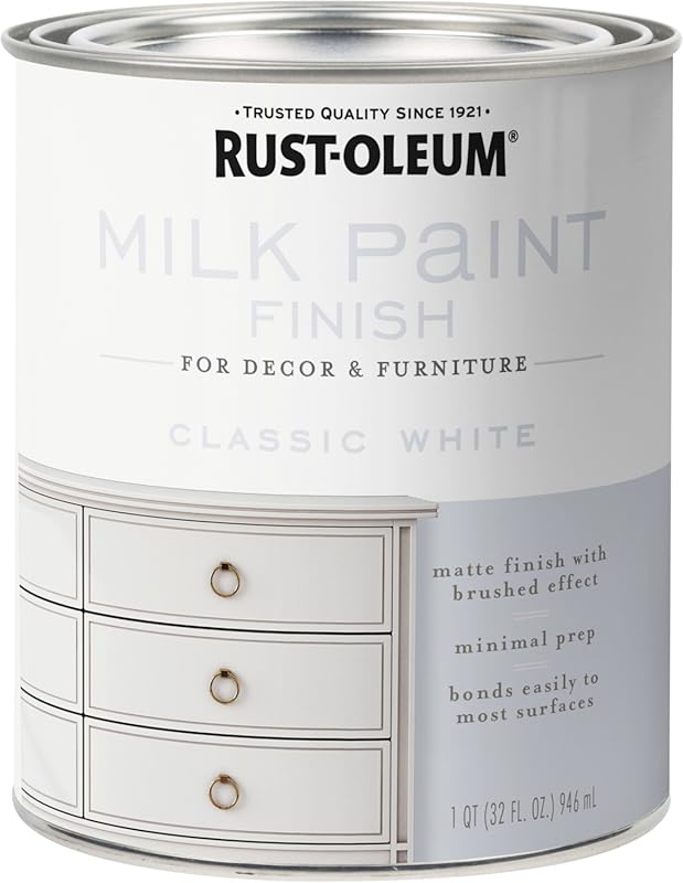 Rust-Oleum Classic White Milk Paint, Quart, Matte Finish for Decor & F
