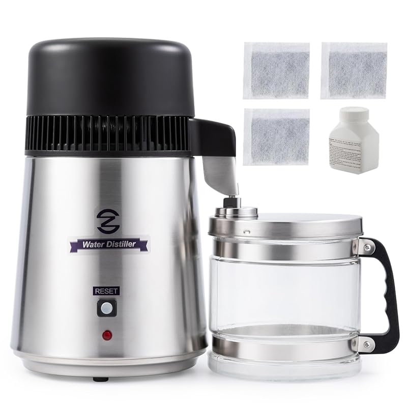 CO-Z 4L Countertop Water Distiller Machine, Brushed Stainless Steel wi