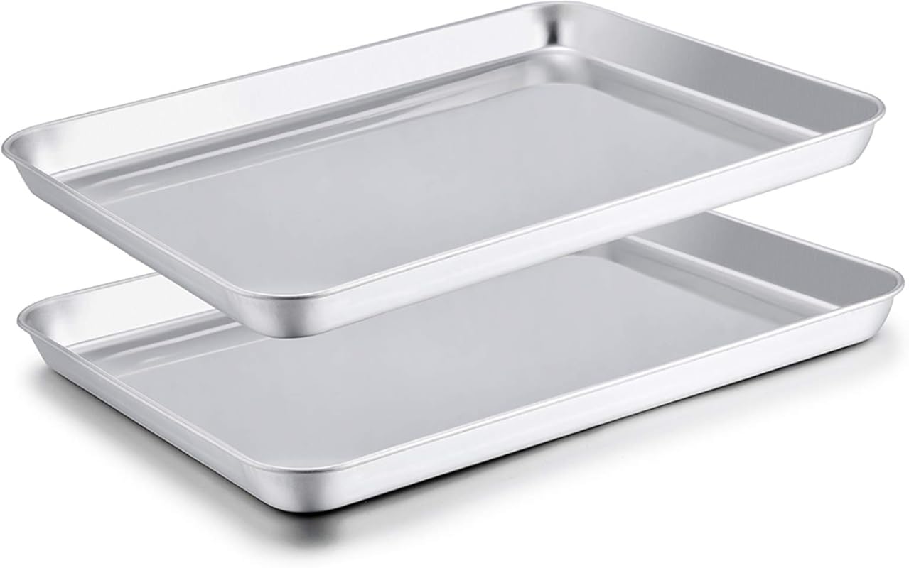 TeamFar 2-Piece Stainless Steel Baking Sheet Set - Non-Toxic, Mirror F