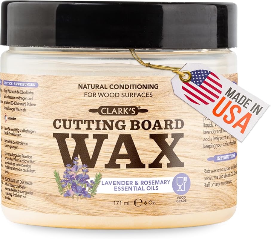CLARK'S Cutting Board Wax: 2-in-1 Wood Butter & Mineral Oil with Laven