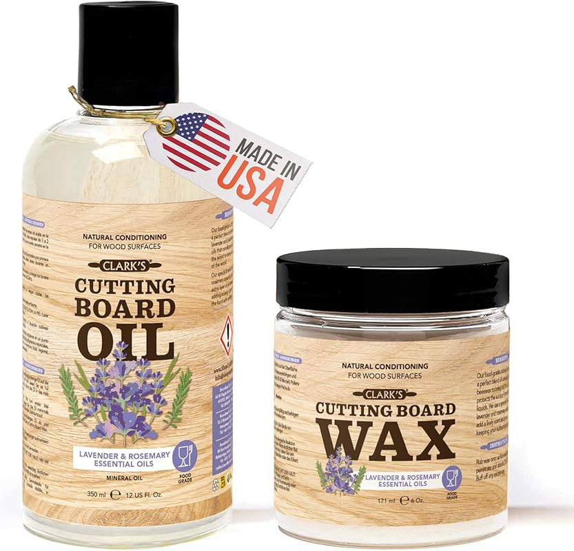 Clark's Food Grade Mineral Oil (12oz) & Carnauba Wax (6oz) Set for Cut