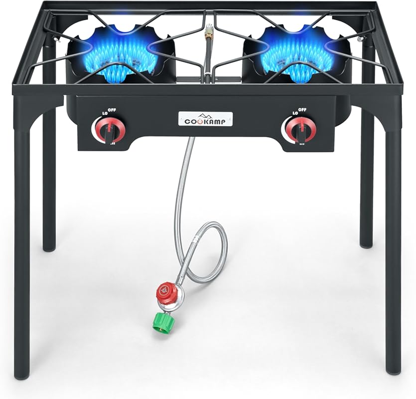 High Pressure Double Propane Burner Outdoor Camping Stove with Adjusta