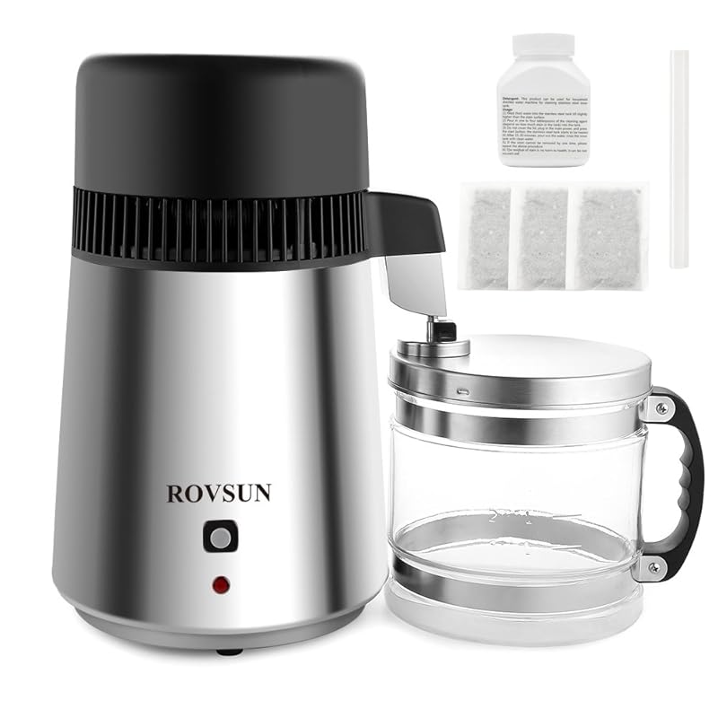 ROVSUN Upgraded 1.1 Gallon 4L Water Distiller, 750W Stainless Steel Co
